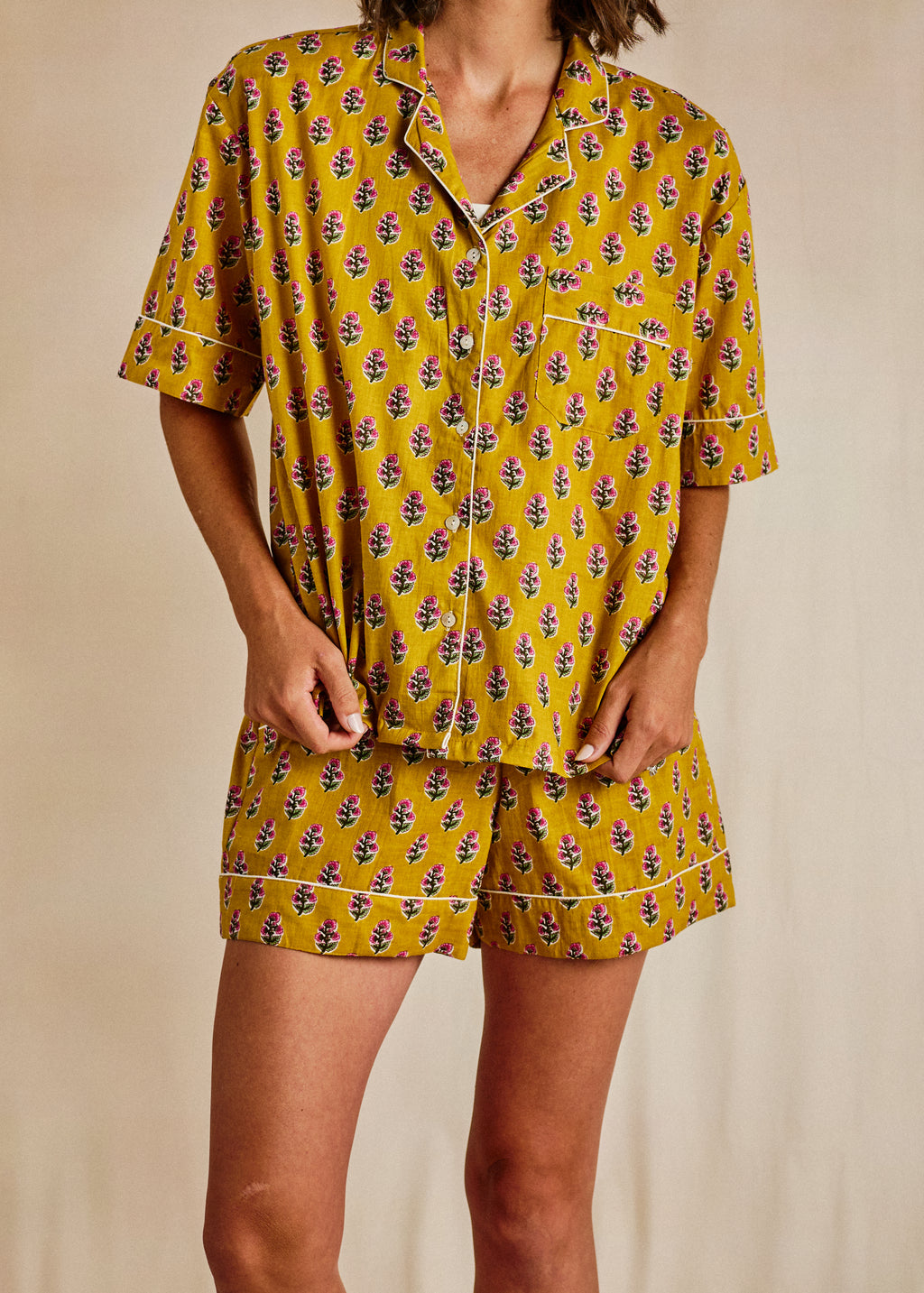 Cutey Short PJ Set - Marigold Buti