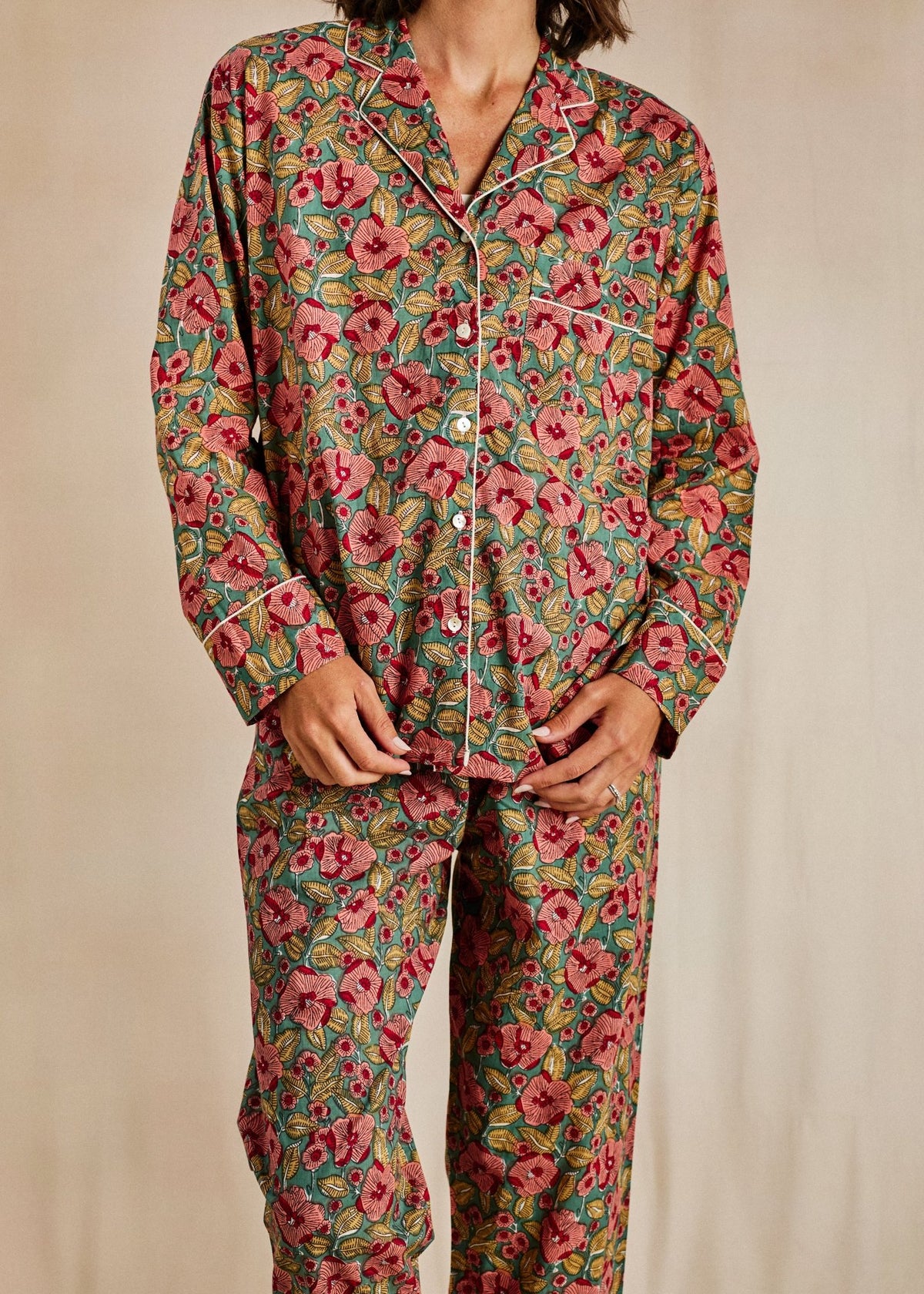 Cozy Long PJ Set - Blush Bloom - Cecily & Saffron