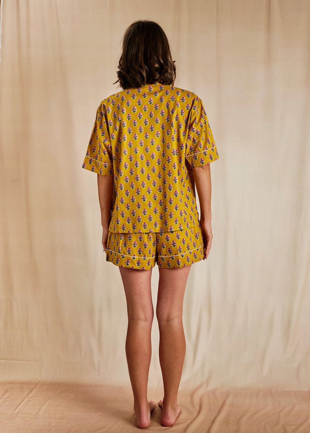 Cutey Short PJ Set - Marigold Buti - Cecily & Saffron