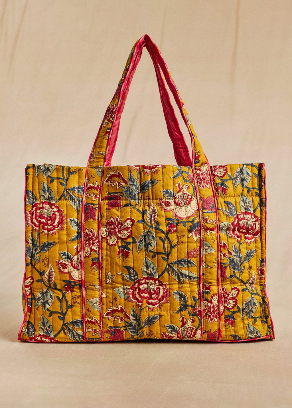 Market Bag - Deep Mustard Floral - Cecily & Saffron