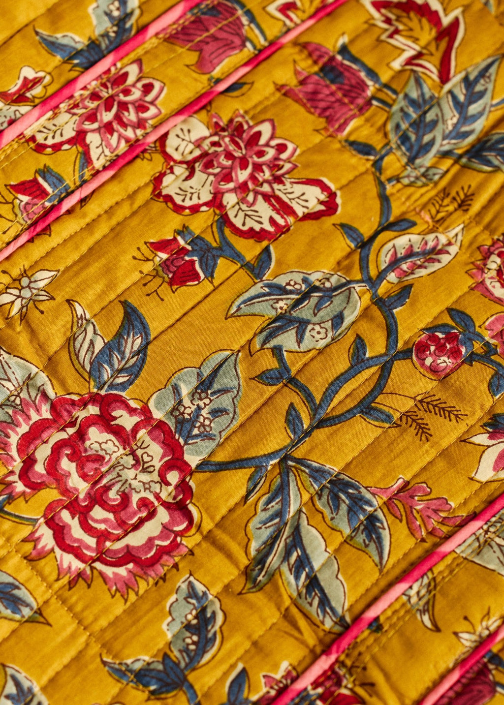 Market Bag - Deep Mustard Floral - Cecily & Saffron