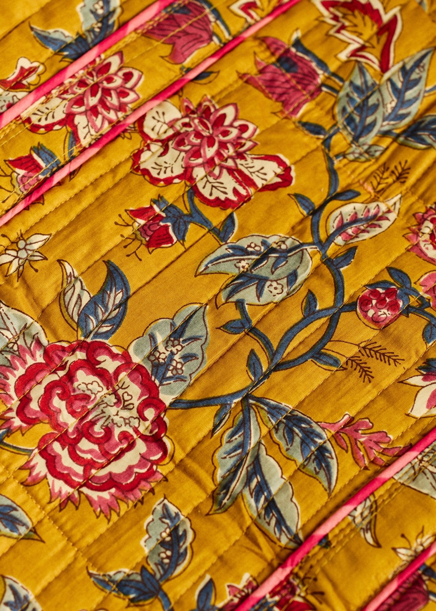 Market Bag - Deep Mustard Floral - Cecily & Saffron